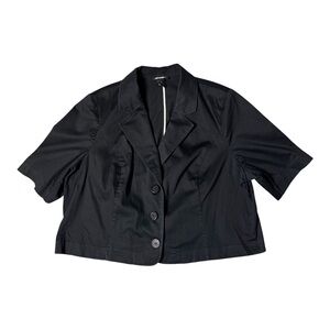 Lane Bryant Women’s Black Short Sleeve Button Down Cropped Business Blazer